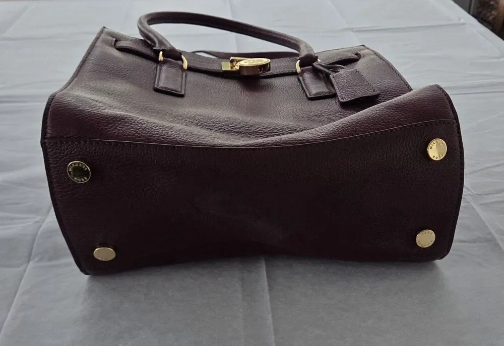 Michael Kors‎ Hamilton Lock Satchel Burgundy Leather Shoulder Crossbody Bag
